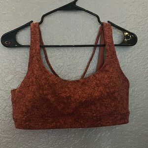 Athleta Printed Orange Exhale Bra for A-C Women Size M Low Cut Low Impact